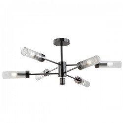PENDANT LIGHT 6LIGHTS METAL GLASS BLACK 6XE14 ΜΑΧ 15W Φ830X330mm ARTE ILLUMINA VINY 144-24033