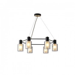 PENDANT LIGHT  6LIGHTS METAL GLASS  BLACK -BRASS 6XE14 Max 15W  Φ700X600mm ARTE ILLUMINA SILENCE 144-24046