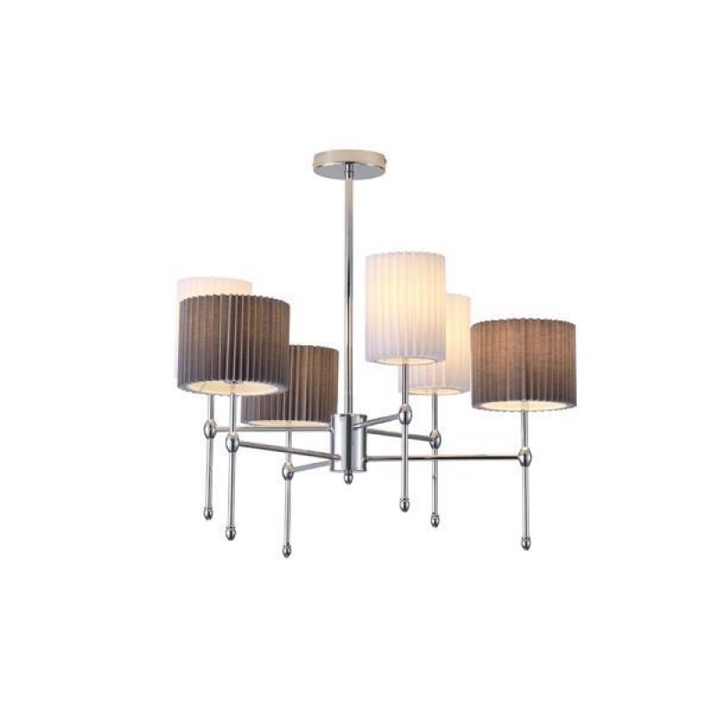 PENDANT LIGHT FABRIC 6 LIGHTS WHITE BLACK 6XE14 ΜΑΧ 40W Φ740X640mm ARTE ILLUMINA VELI 144-24051