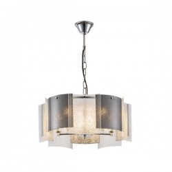 PENDANT LIGHT METAL GLASS  CHROME 5XE14 ΜΑΧ 15W Φ450X680mm ARTE ILLUMINA FOLIA 144-24056