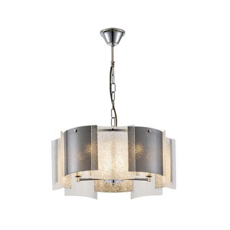 PENDANT LIGHT METAL GLASS  CHROME 5XE14 ΜΑΧ 15W Φ450X680mm ARTE ILLUMINA FOLIA 144-24056