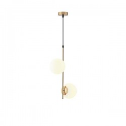 PENDANT LIGHT FIXTURE GLASS 2LIGHTS 2XΕ27 MAX 15W 320X150X1550mm WHITE ARTE ILLUMINA ORBA 144-28514