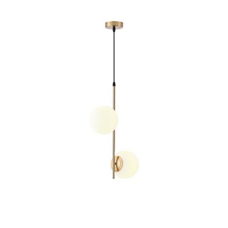 PENDANT LIGHT FIXTURE GLASS 2LIGHTS 2XΕ27 MAX 15W 320X150X1550mm WHITE ARTE ILLUMINA ORBA 144-28514