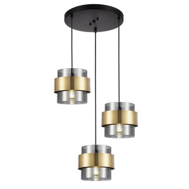 PENDANT LIGHT 3LIGHTS ROSETTE 3XE27 430X1215mm Max 15W BLACK GOLD ARTE ILLUMINA RELIAC 144-28541