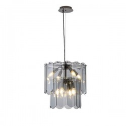 PENDANT LIGHT GLASS  8ΧΕ14 ΜΑΧ 15W Φ420Χ1500mm BLACK ARTE ILLUMINA MIRA 144-40020