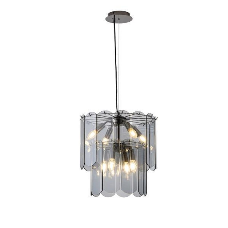 PENDANT LIGHT GLASS 8ΧΕ14 ΜΑΧ 15W Φ420Χ1500mm BLACK ARTE ILLUMINA MIRA 144-40020 PENDANT LIGHT GLASS 8ΧΕ14 ΜΑΧ 15W Φ420Χ1500mm BLACK ARTE ILLUMINA MIRA 144-40020