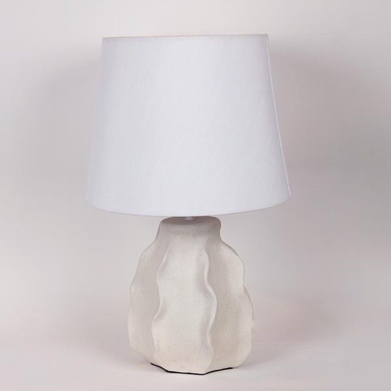 TABLE LAMP, WITH LINEN SHADE, CERAMIC, WHITE, 32x25x52cm 814-50002