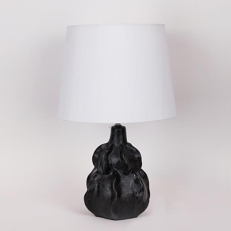 TABLE LAMP, WITH LINEN SHADE, CERAMIC, BLACK, 29.5x24x48cm 814-50003