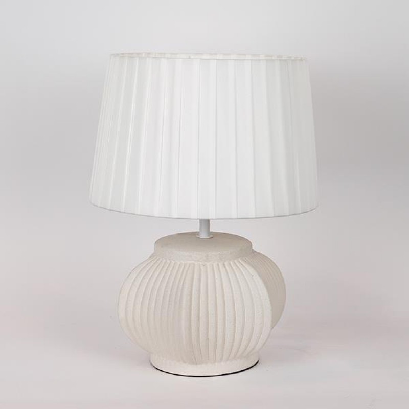 TABLE LAMP, WITH LINEN SHADE, CERAMIC, WHITE, 28x24x43cm 814-50005
