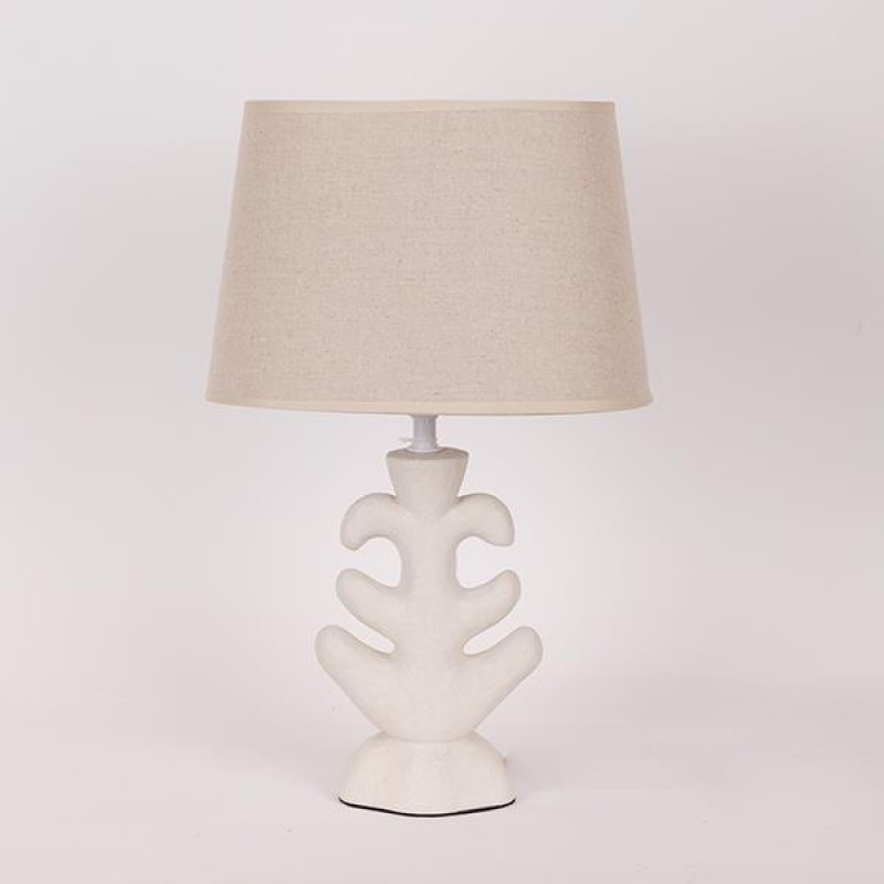 TABLE LAMP, WITH LINEN SHADE, CERAMIC, CREAM, 25x7x40cm 814-50006