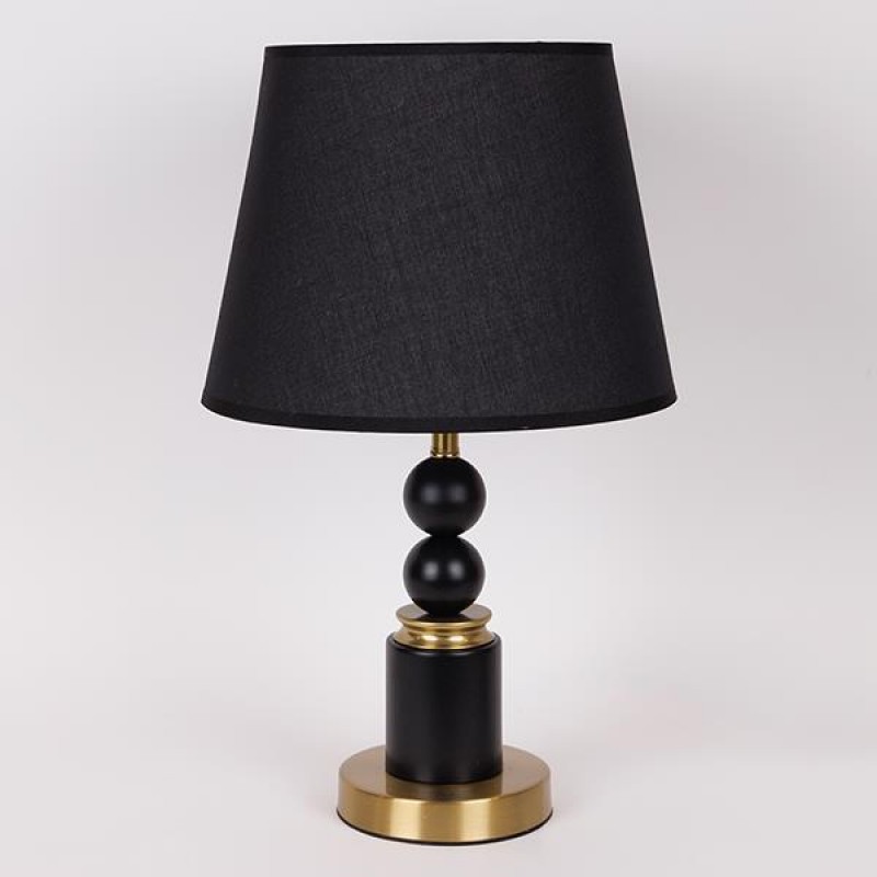 TABLE LAMP, WITH LINEN SHADE, CERAMIC, BLACK-GOLD, 28x20x46cm 814-50007