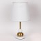 TABLE LAMP, WITH LINEN SHADE, CERAMIC, WHITE-GOLD, 25x18x43cm 814-50008