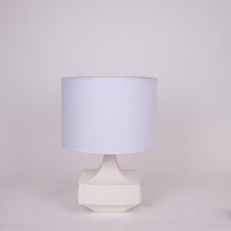 TABLE LAMP, WITH LINEN SHADE, CERAMIC, WHITE, 28x39cm 814-50011