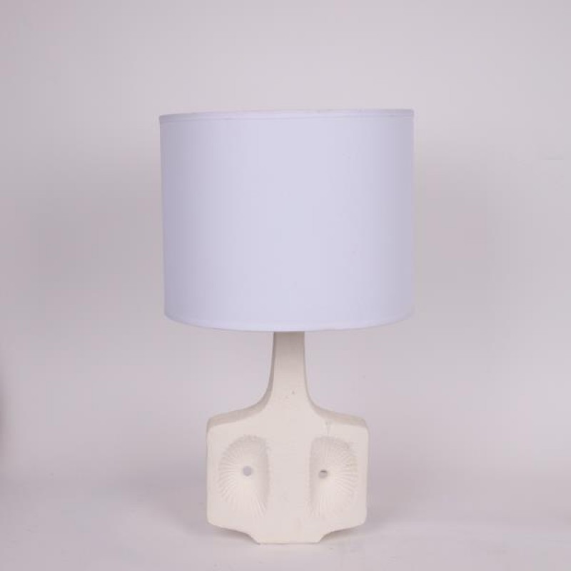 TABLE LAMP, WITH LINEN SHADE, CERAMIC, WHITE, 30x53cm 814-50012