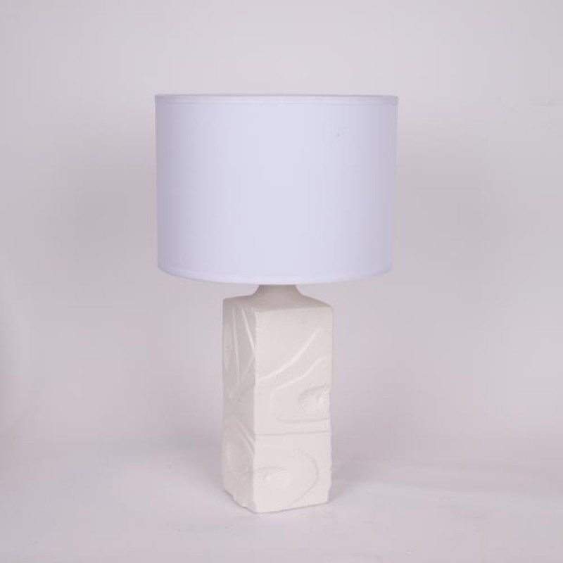 TABLE LAMP, WITH LINEN SHADE, CERAMIC, WHITE, 28x48.5cm 814-50013