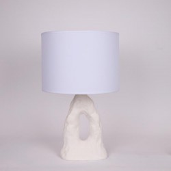 TABLE LAMP, WITH LINEN SHADE, CERAMIC, WHITE, 33x55cm 814-50014 TABLE LAMP, WITH LINEN SHADE, CERAMIC, WHITE, 33x55cm 814-50014