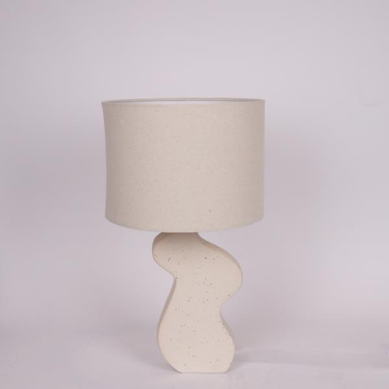 TABLE LAMP, WITH LINEN SHADE, CERAMIC, WHITE, 28x48cm 814-50015