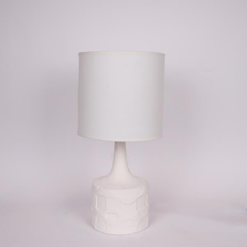 TABLE LAMP, WITH LINEN SHADE, CERAMIC, WHITE, 26x54cm 814-50016