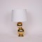 TABLE LAMP, WITH LINEN SHADE, CERAMIC, GOLD-WHITE, 30x48cm 814-50017
