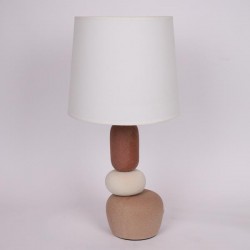 TABLE LAMP, WITH LINEN SHADE, CERAMIC, BROWN-WHITE, 30x59cm 814-50018 TABLE LAMP, WITH LINEN SHADE, CERAMIC, BROWN-WHITE, 30x59cm 814-50018
