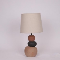 TABLE LAMP, WITH LINEN SHADE, CERAMIC, BROWN-GREY, 25x45cm 814-50019 TABLE LAMP, WITH LINEN SHADE, CERAMIC, BROWN-GREY, 25x45cm 814-50019