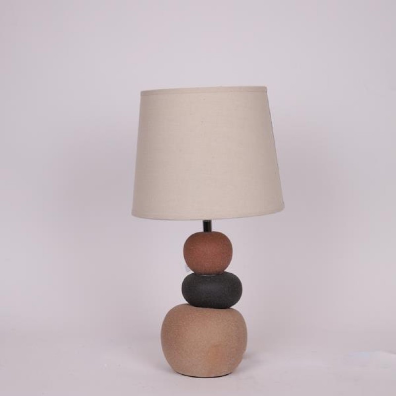 TABLE LAMP, WITH LINEN SHADE, CERAMIC, BROWN-GREY, 25x45cm 814-50019