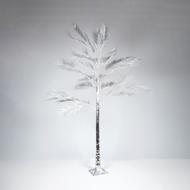 FERN LEAF TREE WITH SILVER LEAVES 1,8m, ADAPTOR, 140 MINI LED WARM WHITE, LEAD WIRE 3m, IP44 600-30727