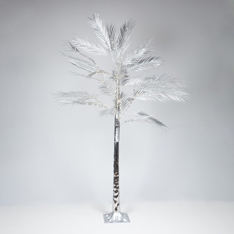 FERN LEAF TREE WITH SILVER LEAVES 2,1m, ADAPTOR, 180 MINI LED WARM WHITE, LEAD WIRE 3m, IP44 600-30728