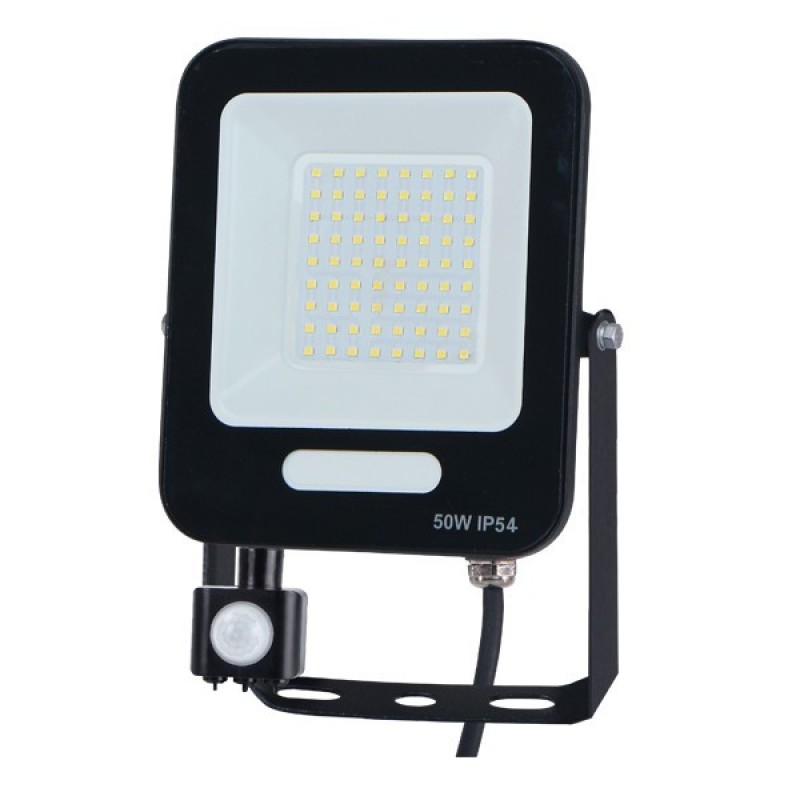 PROJECTOR LED SMD WITH ROTADED MOVEMENT DETECTOR 50W BLACK IP54 3000K PLUS 147-69071