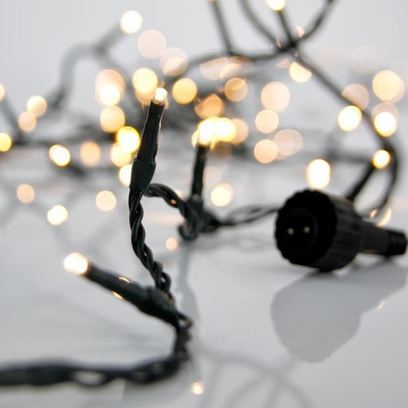 LINE PRO, 300 LED 3mm, 31V & 9W ADAPTOR, 4 CONNECTORS UNTIL 3 SET, GREEN PVC WIRE, WARM WHITE LED, PER 5cm, LEAD WIRE 3m, IP44 600-01551