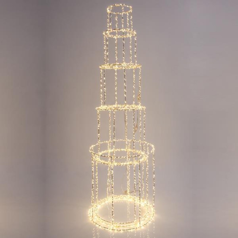 LIGHTED TOWER, 4350 WARM WHITE LED, WITH TRANSFORMER, SILVER COPPER WIRE, 163x40cm 600-22425