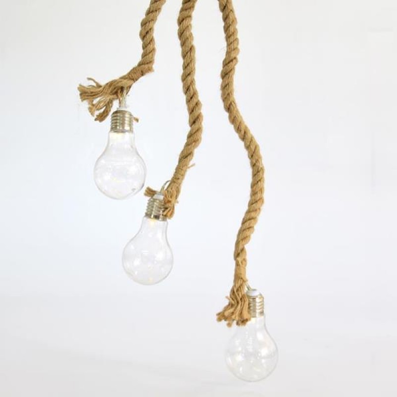 BOUQUET WITH 3 BULBS WITH TRANSFORMER, WITH DECORATIVE ROPE, 1 LED IN EACH BULB, WARM WHITE LED. 600-31001