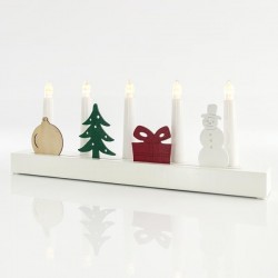 CANDLESTICK WITH CHRISTMAS DESIGNS, 5 LED, BATTERY OPERATED, WITH TIMER, 38,5x5x14,5cm 600-40269 CANDLESTICK WITH CHRISTMAS DESIGNS, 5 LED, BATTERY OPERATED, WITH TIMER, 38,5x5x14,5cm 600-40269