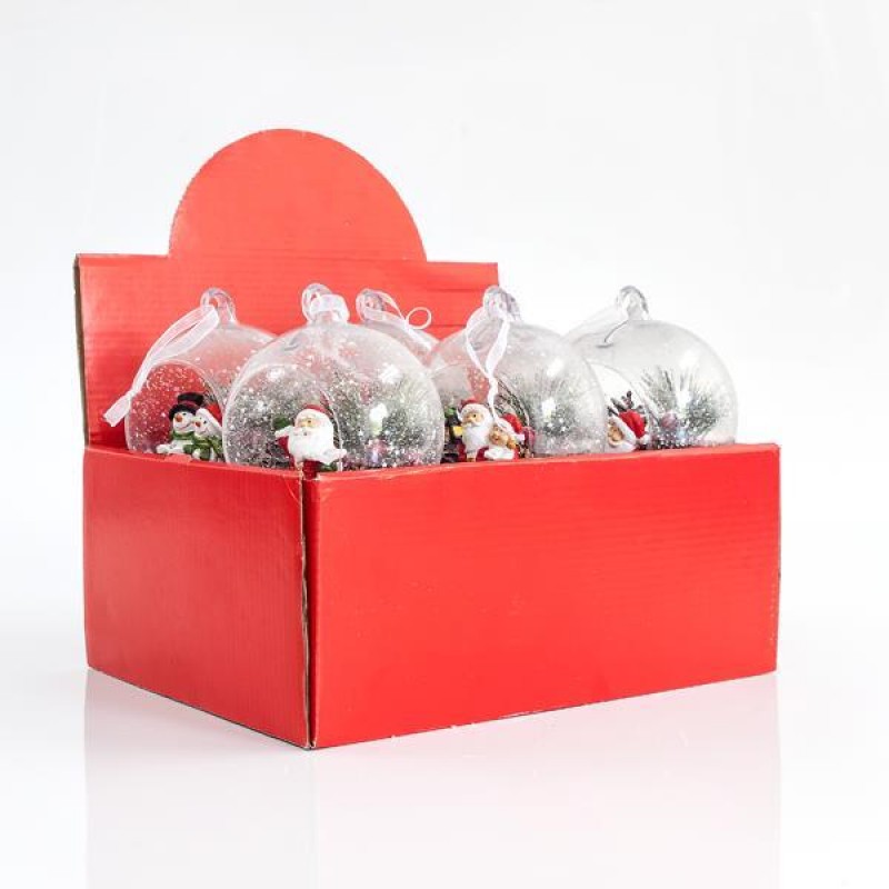 DISPLAY BOX, PLASTIC BALLS, IN 6 DESIGNS, 6pcs, WITH LIGHT, 10x9x11,5cm, PRICE PER PIECE 600-40637