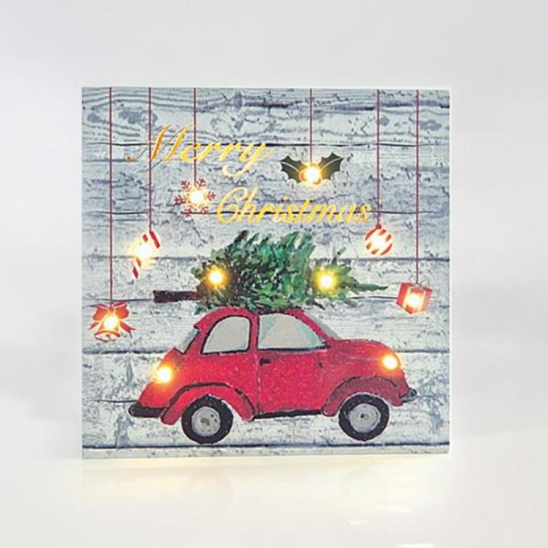 CANVAS PICTURE WITH CARS DESIGN, 25X25X3cm, WITH 15 LED, BATTERY OPERATED 600-41504