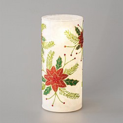 WHITE LIGHTED CANDLE HOLDER, BATTERY OPERATED, WITH RED FLOWER, 9x20cm 600-45166 WHITE LIGHTED CANDLE HOLDER, BATTERY OPERATED, WITH RED FLOWER, 9x20cm 600-45166