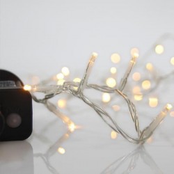 LINE, 100 LED 3mm, 31V, 8 MULTIFUCTIONS, WITH ADAPTOR, LEAD WIRE 300cm, TRANSPARENT WIRE, WARM WHITE LED, PER 5cm, IP44 601-11561