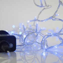 LINE, 100 LED 3mm, 31V, 8 MULTIFUCTIONS, WITH ADAPTOR, LEAD WIRE 300cm, TRANSPARENT WIRE, BLUE LED, PER 5 cm, IP44 601-11563