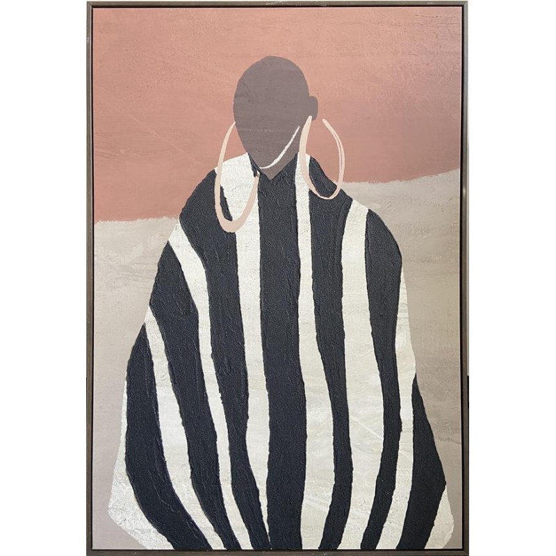 FRAMED CANVAS MENS FIGURE BEIGE - BROWN - ECRU 82.6x122.6cm 755-12267