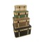 S/4 WOODEN CHEST, BROWN-BEIGE-GREEN-ECRU,  69x43x41, 59x36x33, 49x28x28, 39x22x19cm 810-00062