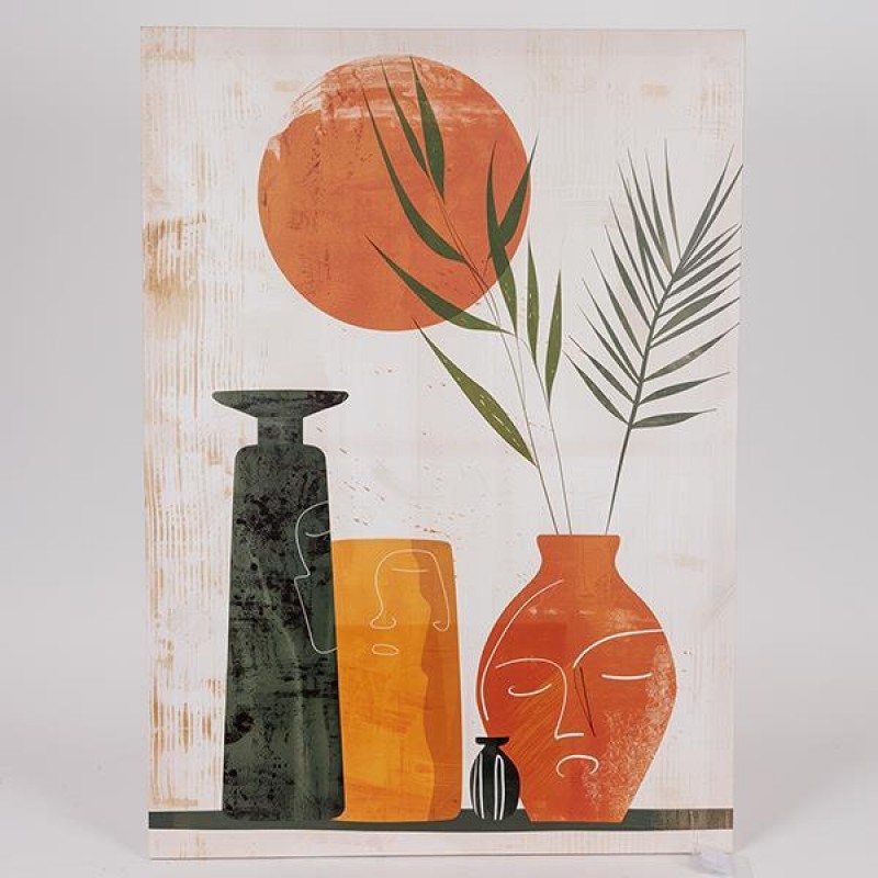 CANVAS WALL ART VASE WITH FLOWERS ORANGE - BLACK - BURGUNDY 50x70cm 812-20024