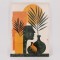 CANVAS WALL ART VASE WITH FLOWERS AND FIGURE ORANGE - BLACK - BURGUNDY 50x70cm 812-20025
