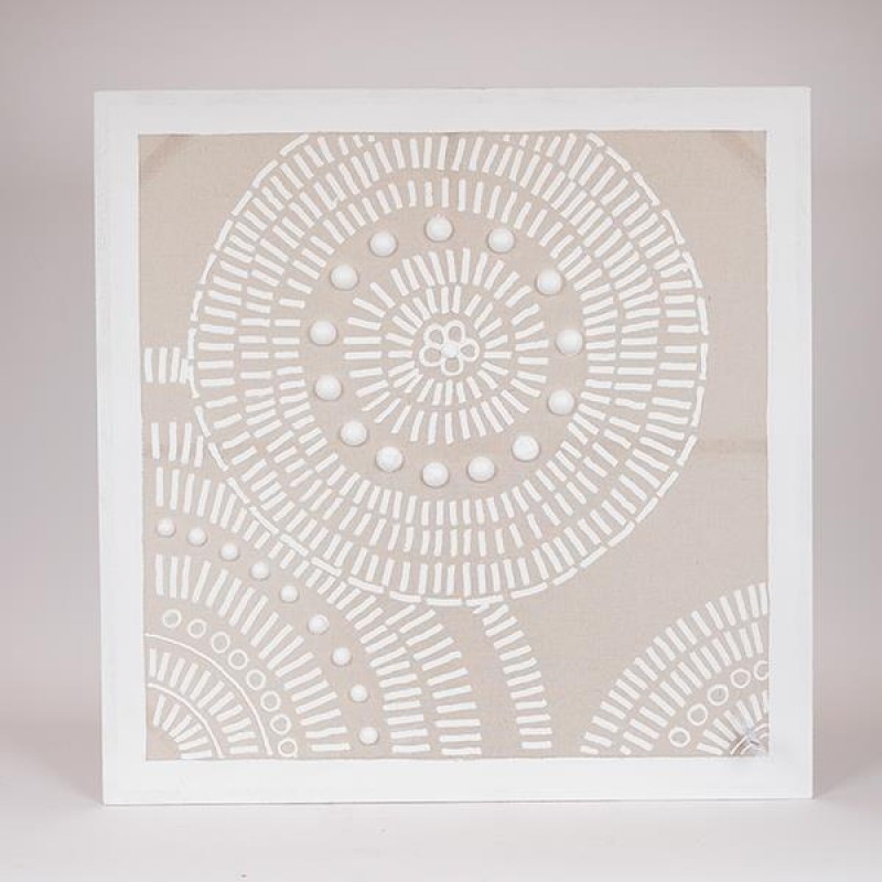 КРЪГЛА СТЕННА ДЕКОРАЦИЯ CANVAS CIRCLE PATTERNS БЯЛО-БЕЖОВО 80X80 СМ КРЪГЛА СТЕННА ДЕКОРАЦИЯ CANVAS CIRCLE PATTERNS БЯЛО-БЕЖОВО 80X80 СМ