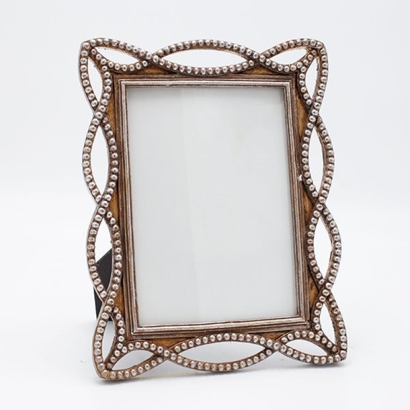 TABLE PHOTO FRAME (15x20), WITH PERLES, POLYRESIN, BRONZE, cm 815-00068