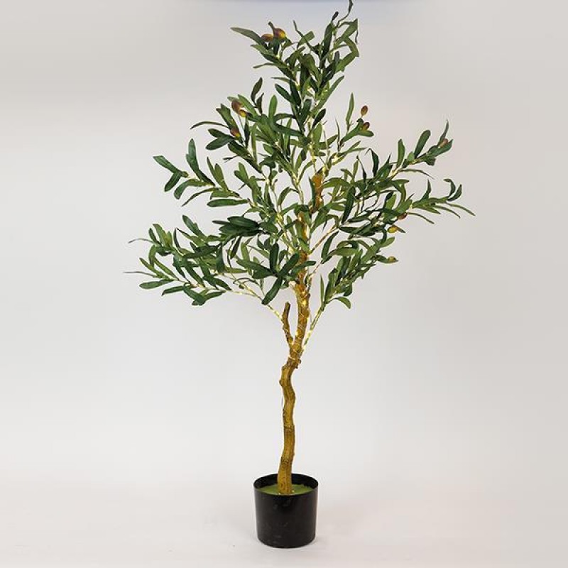 OLIVE TREE IN A POT 120cm,  ADAPTOR, 150 WARM WHITE MINI LEDS, LEAD WIRE 3m, IP44 816-50046