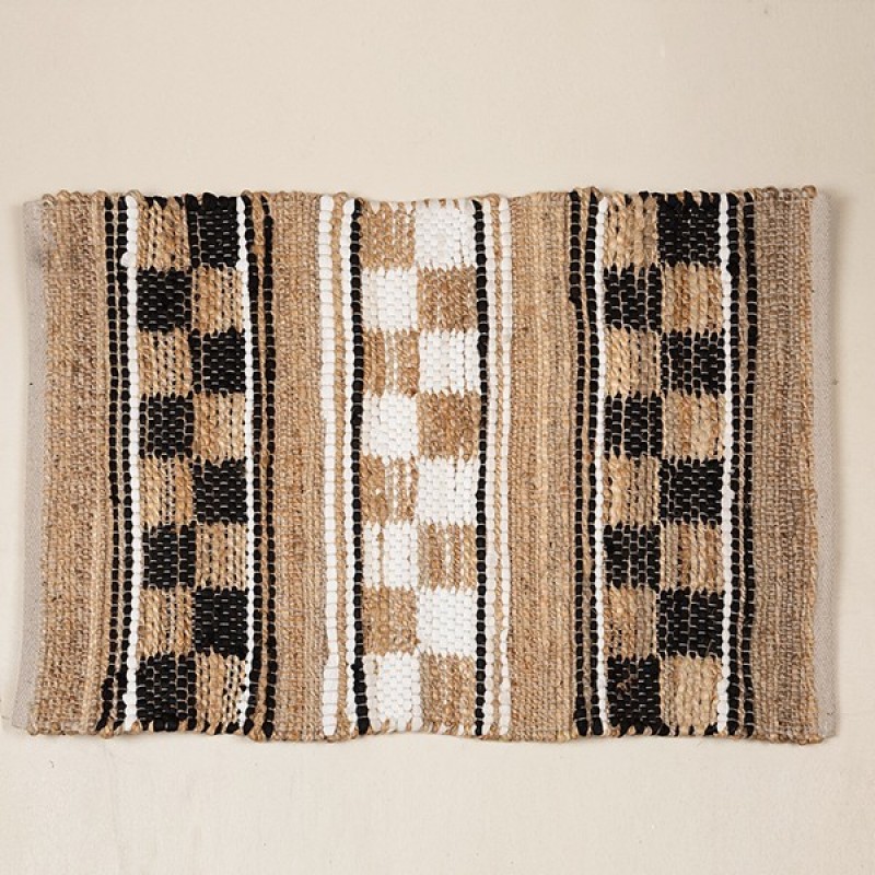 RUG JUTE NATURAL - WHITE - BLACK 60x90cm 817-40007