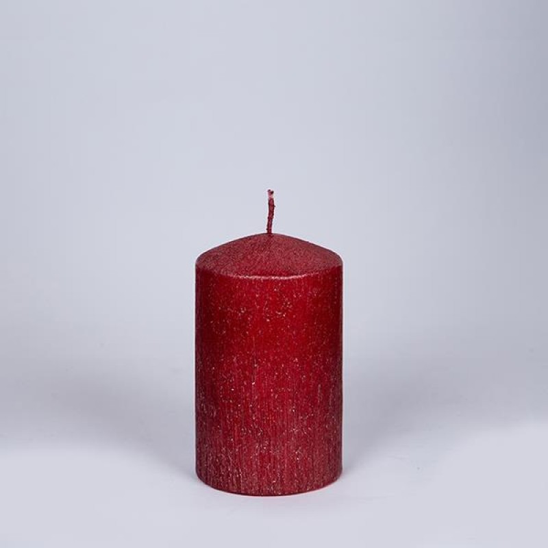 CANDLE RED RUSTIC 7x10cm 819-00064