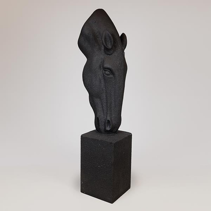 FLOOR SCULPTURE POLYRESYN HORSE BLACK 41x31x147cm 819-00118