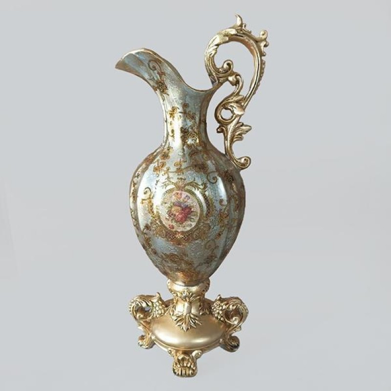 JUG PORCELAIN GREY - GOLD 21x18x51.5cm 819-00128
