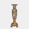 CANDLE HOLDER PORCELAIN GREY - GOLD 9.5x9.5x12cm 819-00130